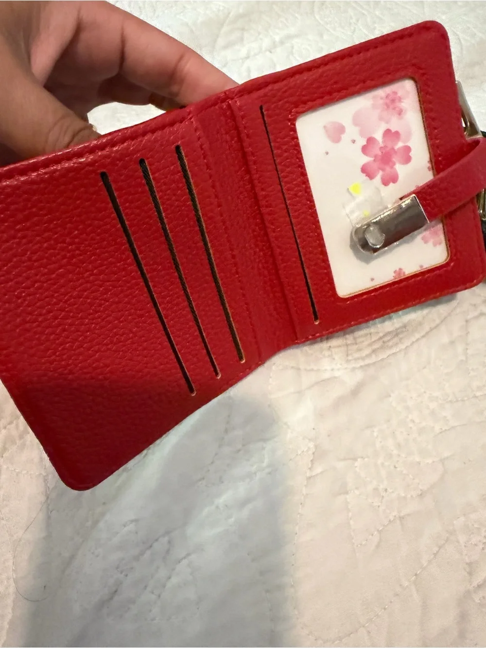 Red Leather Compact Wallet - Unbranded